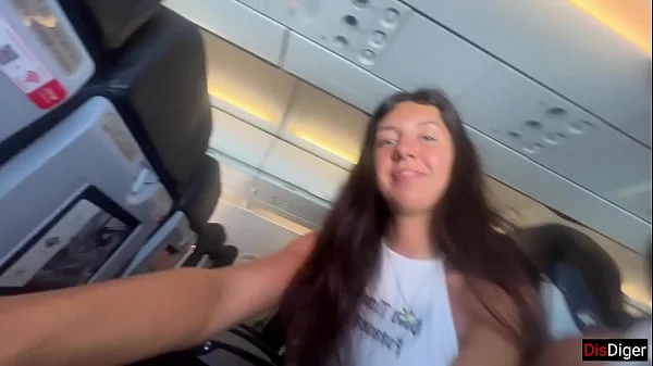 Risky public blowjob on a plane - we got caught!