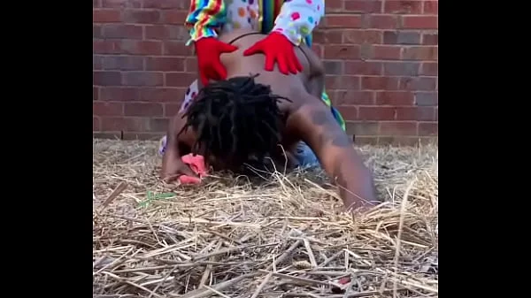 Gibby The Clown fucks ebony in a barn