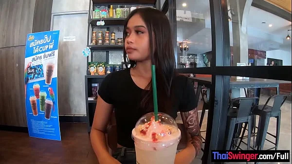 Starbucks coffee date with gorgeous big ass Asian teen girlfriend