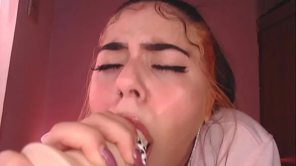 Egirl spits and drools all over cock - Ahegao blowjob